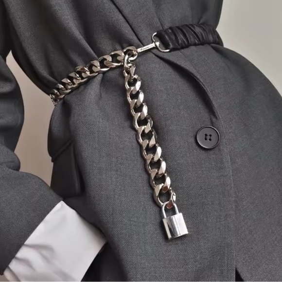 Anthropologie lux adjustable Black Leather Chain Strap - Picture 3 of 12